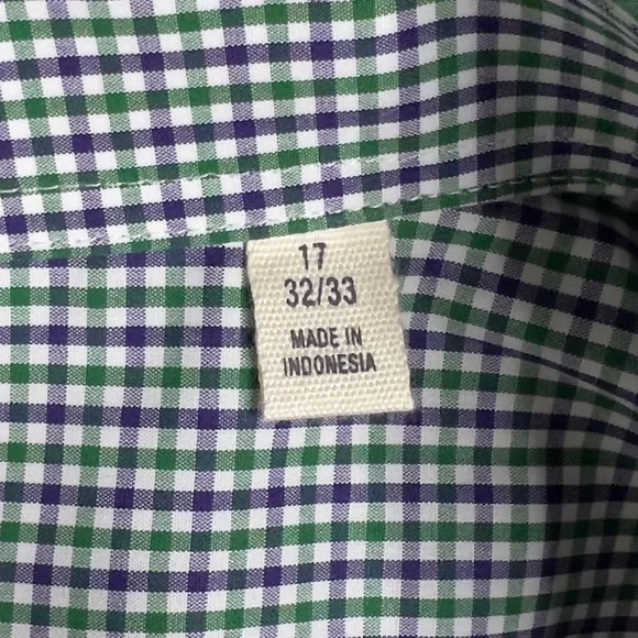 Todd Snyder The Mayfair Dress‎ Shirt Men's 17 32/33 White Green Purple Check NWT